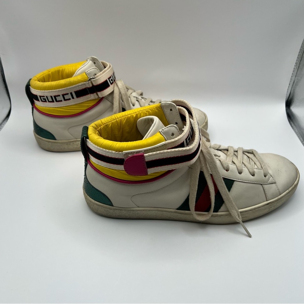 Gucci Signature Web Stripe Ace High Top Sneakers - Picture 4 of 9